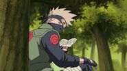 Kakashi telling Iruka that when someone sits near his special seat, he can't concentrate on his reading.