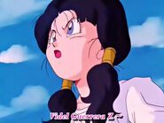 Videl looks amaze that the Great Saiyaman knows her name