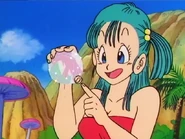 Bulma with the diamond she got from the cave