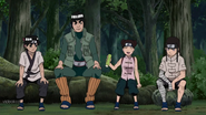 Rock Lee with his sensei and teammates.