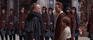 Palpatine arriving on Naboo after the planet has been liberated from the Trade Federation's control.