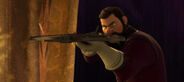 Erik aiming his crossbow at Elsa.