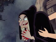 When Snow White goes to comfort her, Queen Grimhilde decides to take advantage of her stepdaughter's kindness.