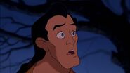 Gaston realizing that his plan is foiled after Belle proved Maurice's sanity by revealing the Beast's existence with a magic mirror.