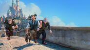 The Stabbington Brothers and Flynn Rider escaping after they steal the crown.