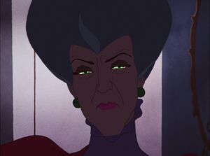 Lady Tremaine' sinister stare as she realizes Cinderella was the mysterious maiden at the ball.