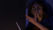 Gothel shocked to see that the princess's hair loses its magic once it has been cut.