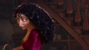 (Rapunzel: "No, Mother. I'm just saying I know you think I'm not strong enough to handle myself out there.") "Oh darling. I know you're not strong enough to handle yourself out there."-Gothel's wicked, manipulative grin.