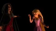 Gothel convincing Rapunzel to stay with her in the tower.