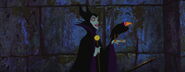 Diablo being scooped up by Maleficent while remaining suspicious he heard someone.