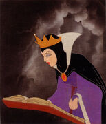 Another version of rare production cel of the Evil Queen with a book of spells.