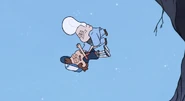 Gideon and Dipper falling off the edge of the warehouse.