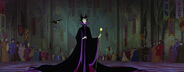 Maleficent having arrived at the christening of Princess Aurora.