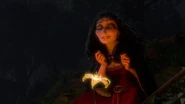 Gothel becoming a beautiful, young woman.