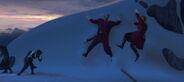 Erik and Francis having been thrown into a snowy wall.