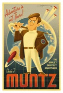An early poster of Charles F. Muntz in the 1930s. He is a proud hero.