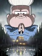 Gideon looming over the Mystery Shack.