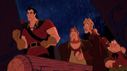 Gaston leading the mob inside the Beast's castle.