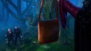 The Stabbingtons seeing Mother Gothel in possession of Flynn's satchel and the crown.