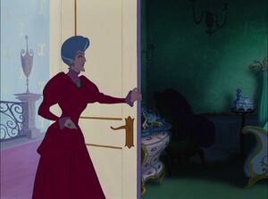 Lady Tremaine entering Drizella's bedroom.