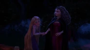 Gothel hearing Rapunzel explain she's been having a fun journey.