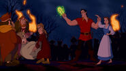 Gaston ordering his buddies to lock Belle and Maurice in their basement, keeping them from warning the Beast.