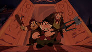 LeFou, Tom, and Stanley cornering Sultan in the kitchen.