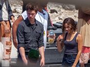 Zoe and Ansel on Set