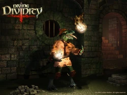 Fanatic Lizard Wallpaper from Divine Divinity fansite kit.