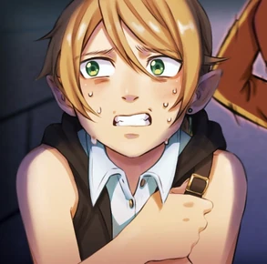 Flynn looking left with an ominous figure behind him.