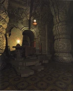 Kveerdoor.jpg (1.93 MB) The corner which Atrus used as his desk. This point of view not seen in Myst, appeared in From Myst to Riven and the 1996 Myst Calendar
