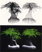 Rivenesepalm.jpg (381 KB) 3D models of Rivenese palm trees. The low-res model is used for locations far from the camera/player, to save rendering time and computing power, while their imperfections would not be noticeable.