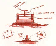 Sketch for the book press that was cut from the final game.