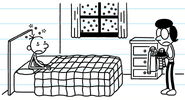 Greg wakes up and sees Susan holding his winter gear