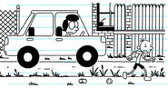 Greg is running away from the store because he thought that he caused the alarm to go off.