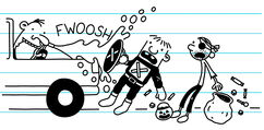 Greg and Rowley get sprayed by a teenager