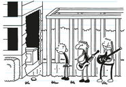 Rodrick and his bandmates are disappointed to see the opened wall