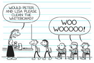 The children wooing at Peter and Lisa back in elementary school