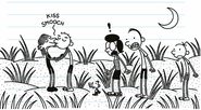 Rodrick kissing his girlfriend.