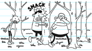 Emilio smacks into a tree as he is blind as a bat without his glasses