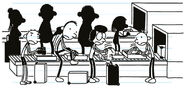 The Heffley Family put the coats and shoes into the conveyor belt