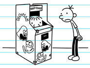 Greg sees Rowley inside the Pac-Man arcade box