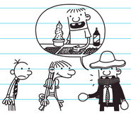 Rowley suggesting to Greg and Abigail that they should eat at Corny's Restaurant