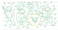 Sketch of the band playing a song
