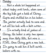 A page ripped out of Greg's journal.