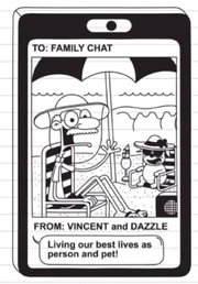 Vincent and Dazzle are at Ruttyneck Island's beach.