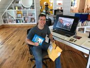 Jeff Kinney with the first copy of The Getaway