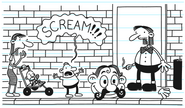 A kid screaming at Old-Timey Tobias without his head on.