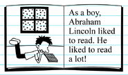 Lincoln in a book in Cabin Fever