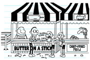 Greg, Rodrick and Frank eating butter on a stick